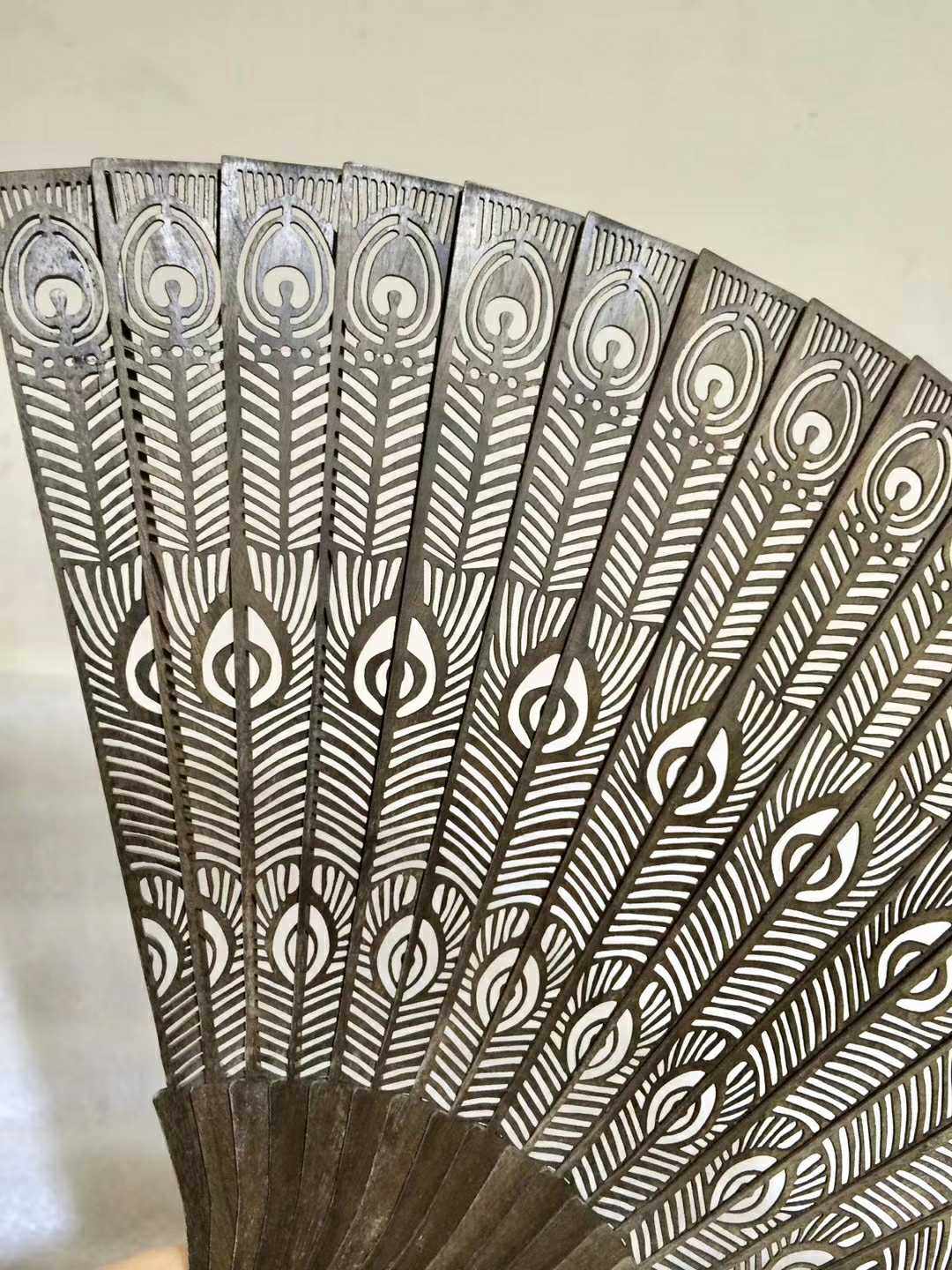 孔雀翎折扇阴沉金丝楠木苏扇小叶桢楠乌木古风汉服实木天然香味,居家日用,扇子,淘宝优惠券,粉丝福利购,淘宝优惠卷