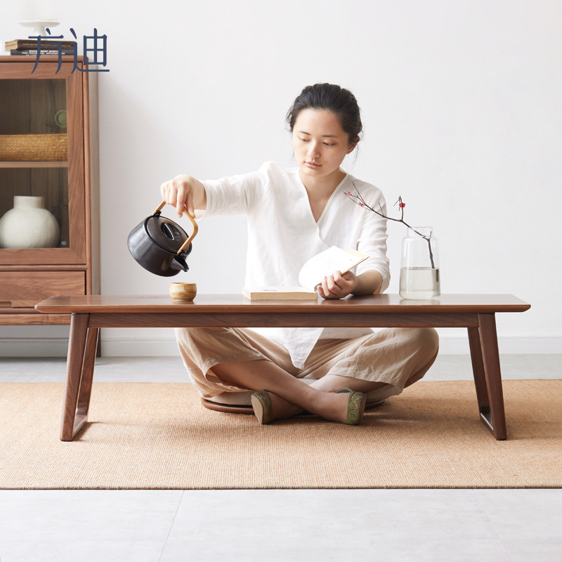 方迪新中式榻榻米矮茶桌实木黑胡桃木炕桌炕几禅意飘窗桌子小茶几