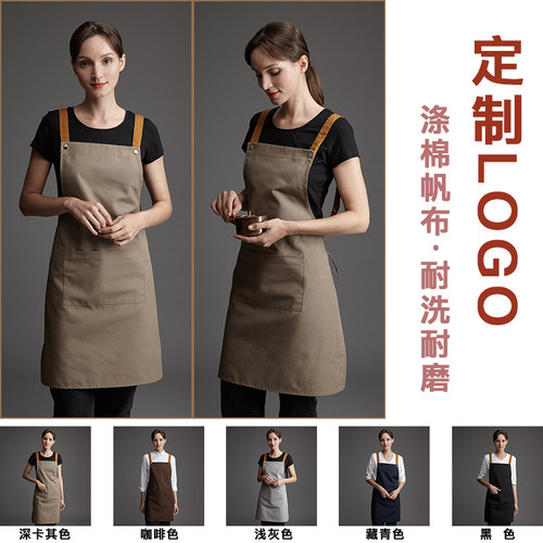 围裙定制工作服女时尚男oo印字防水广告加厚新款防油图案夏档