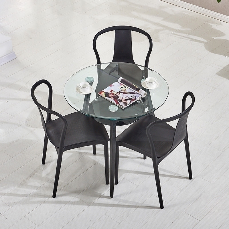钢化玻璃小圆桌休息区会客接待谈判桌简约休闲售楼处洽谈桌椅组合