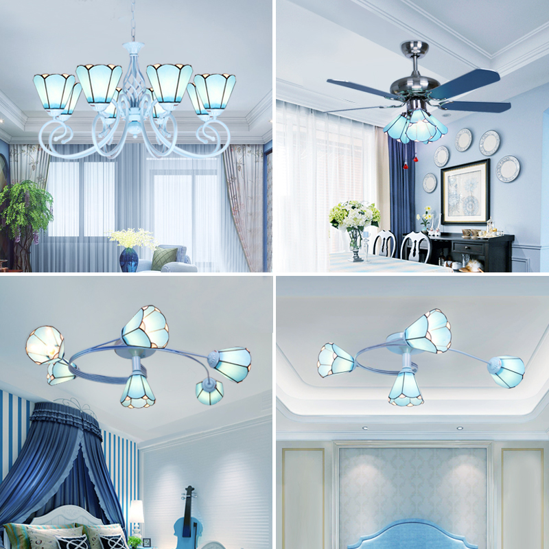 蒂凡尼地中海风格客厅吊灯简约蓝色餐厅卧室创意个性田园套餐灯具