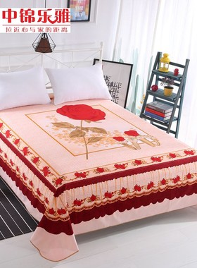 紫色磨毛定位床单单件1.8米床加厚大版花被单贴身裸睡灰国民穿单