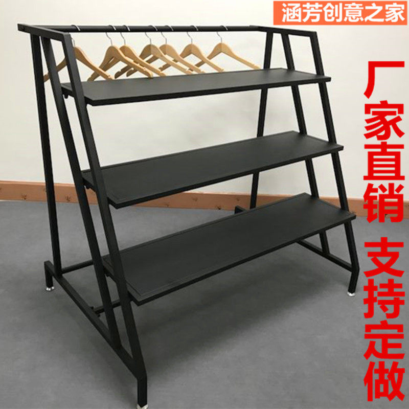 新款铁艺服装店展示架鞋包中岛陈列货架落地式男女童装店铺挂衣架