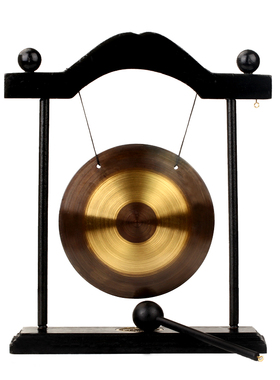 聚缘阁合金风铃摆件双龙百寿锣家居饰品装饰工艺品办公桌摆设铜锣