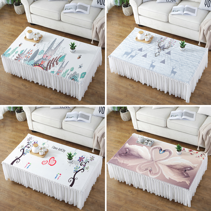 茶几桌布蕾丝长方形客厅家用防尘垫电视柜帘台布艺茶几布罩定制