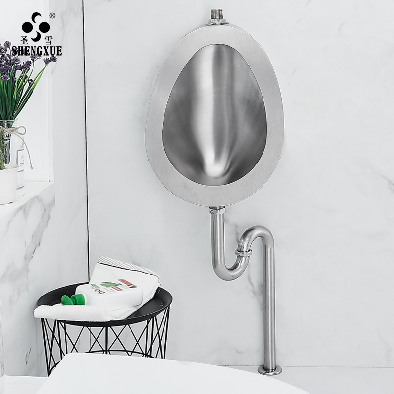 圣雪 304不锈钢小便斗壁v挂一体感应挂墙式小便池公共卫生间小便