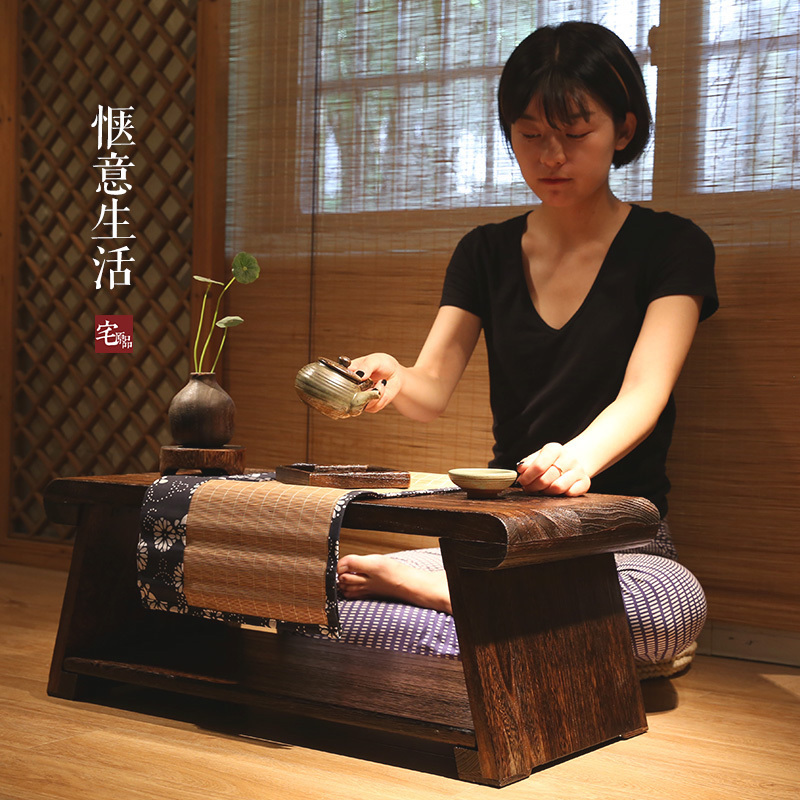 日式榻榻米茶桌实木可折叠矮桌炕桌炕几桌子家用阳台飘窗小茶几