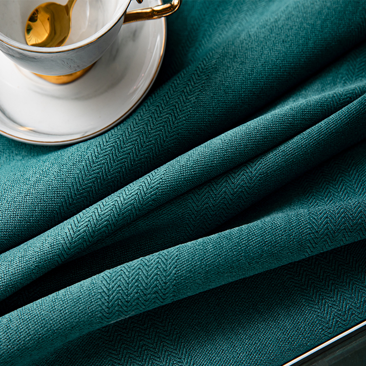 墨绿色高档法兰棉麻布料全遮光拼纯色窗帘成品现代简约主卧室客厅