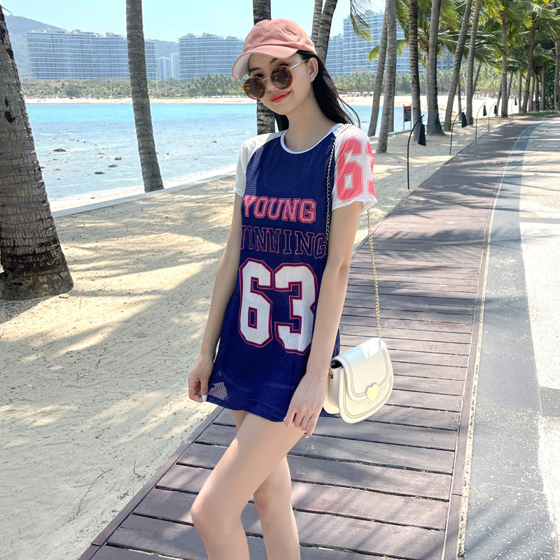 泳衣女夏2021年新款分体保守三件套防晒遮肉海边大V码学生温泉泳