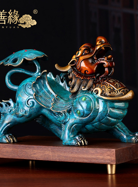铜貔貅摆件一对纯铜皮丘招财聚财貔貅客厅办公室装饰店铺开业礼品