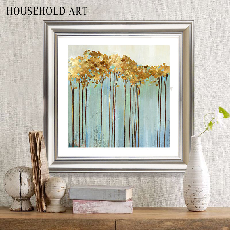 美式餐厅装饰画玄关配画小清新挺拔的树风景植物简美卧室床头挂画