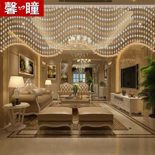 玄关吊帘挂帘装 水晶帘子客厅隔断帘门帘珠帘新款 饰过道家用珠子帘
