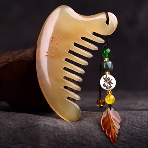 黄牛角宽齿卷发梳子男女士专用按摩梳头部经络梳随身便携牛筋梳