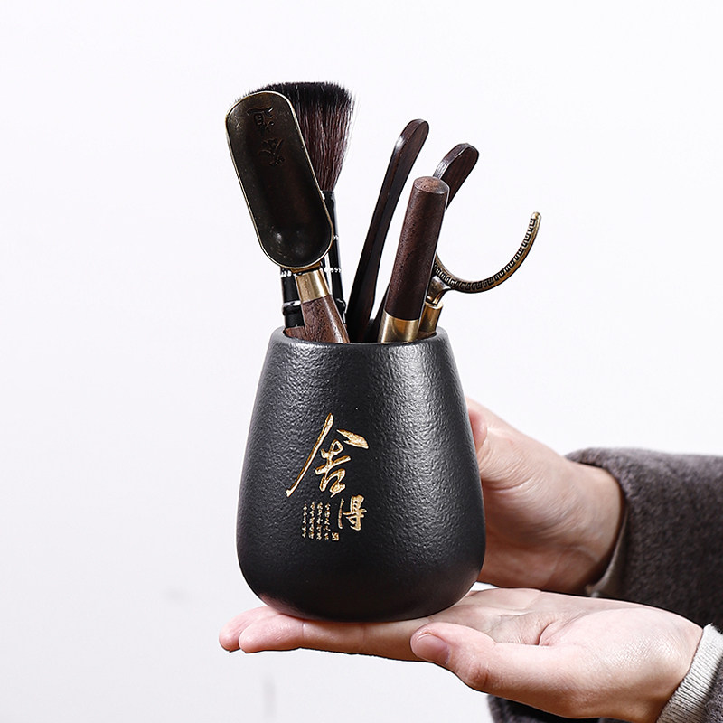 凌胜黑檀茶道六君子套装功夫茶具配件6君子泡茶工具茶夹茶针茶刀
