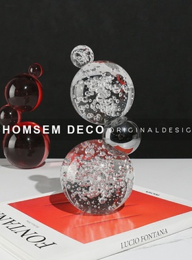 轻奢水晶链球摆件样板房t间软装饰品居家客厅边柜玄关柜摆饰品