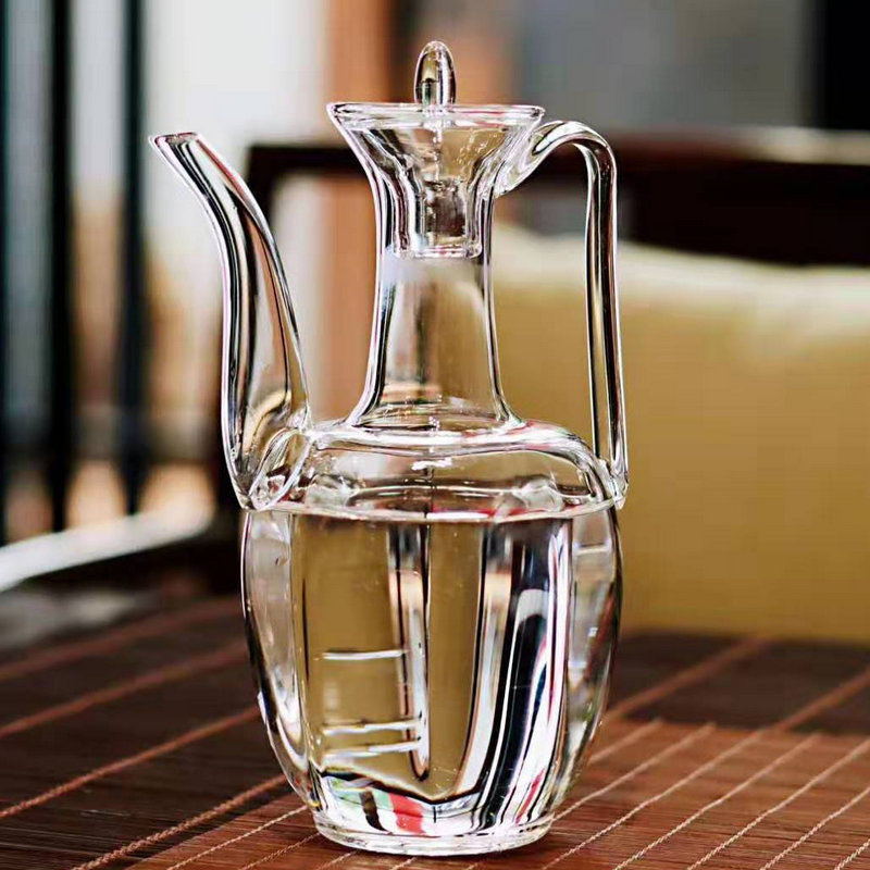 新中式仿古宋壶玻璃执壶酒具套装纯手工耐高温仿宋瓜棱壶故宫