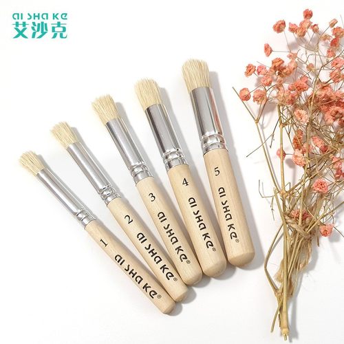 艾沙克猪鬃油画刷圆头油画笔套装油画墩笔专业美术绘画笔平头刷子