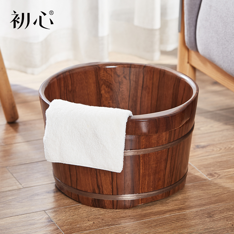 木质足浴桶木桶家用过小腿泡脚桶按摩高深加厚带盖双人洗脚盆木盆