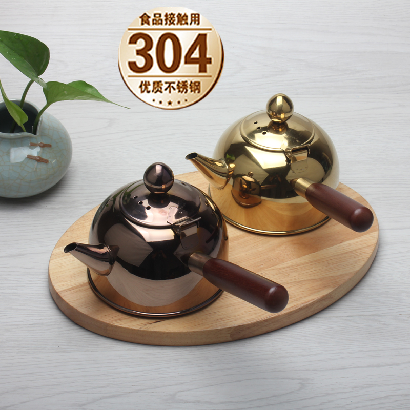 304不锈钢烧水壶n平底煮水壶侧把壶野外煮水壶功夫茶道电磁壶
