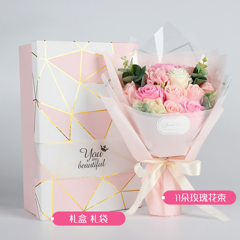 香皂花花束礼盒仿真玫瑰花康乃馨向日葵肥皂花毕业教师节花束妈妈