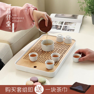 客厅功夫茶具现代家用简约托盘茶台套装 一品仟堂茶盘茶海储水日式