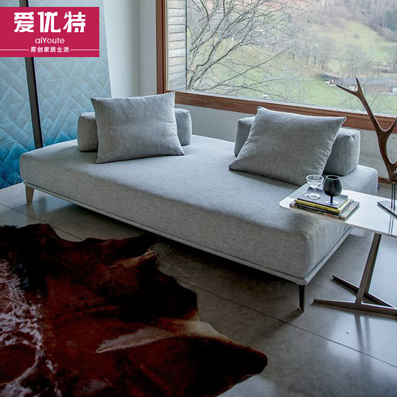 现代单人沙发床棉麻沙发人休闲沙发小户型整装休闲榻