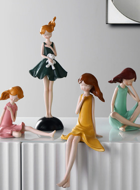 可爱少女心女孩小摆件树脂工艺品创意儿童房间电视柜桌面软装饰品