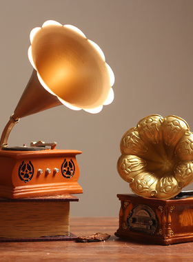 复古留声机欧式家居客厅装饰品模型道具创意工艺品橱窗摆设