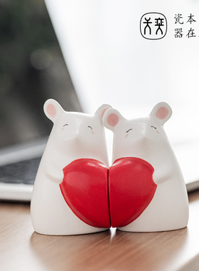 心有所属老鼠摆件可爱送新人闺蜜情侣结婚礼物一对创意新婚姐妹女