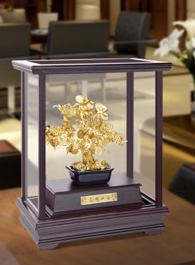 开业礼物金箔工艺品招财进宝公司办公室摆件发财树搬家乔迁新居礼