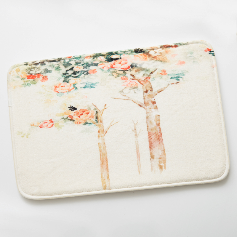 手绘树地垫卧室家用进门垫入户门地垫浴室防滑吸水 定制加厚