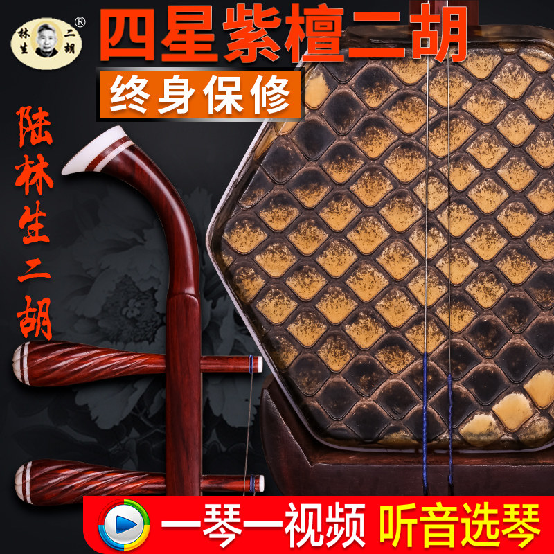陆林生四星紫檀n二胡紫檀木轸陆林生二胡乐器送配件