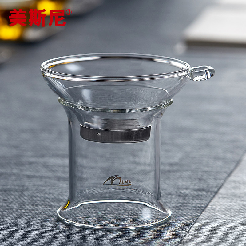 美斯尼 茶滤玻璃网架茶道过滤网隔茶玻璃茶漏茶滤网 茶道配件茶滤