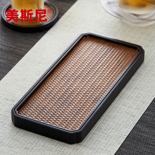 美斯尼家用小竹茶盘简约重竹小茶台茶具托盘手工竹编干泡盘小果盘