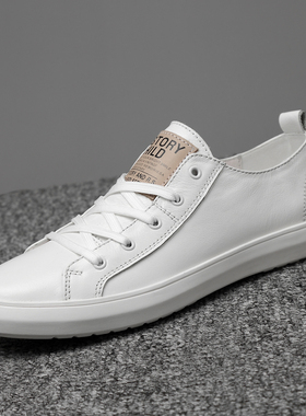 头层牛皮小白鞋男真皮白色男士y休闲鞋白皮鞋37码韩版潮流软底板