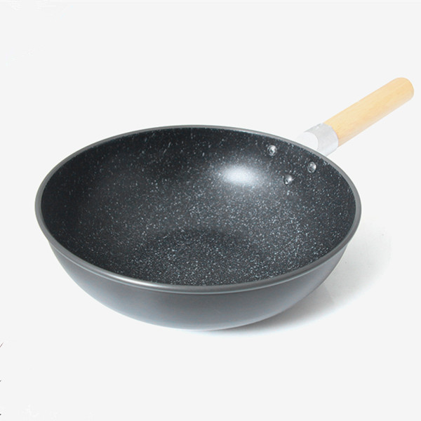 韩国原装酒店专用大马勺不沾炒锅铝合金炒菜锅木头把炒锅炒锅