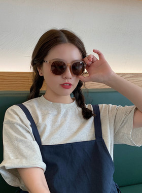 丁走走/b时尚复古圆形磨砂墨镜女日系街拍夏季时尚户外遮阳眼镜男