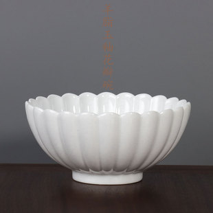 白色中式花瓣矿物釉高温细瓷文艺创意设计餐具色釉家用面碗米饭碗
