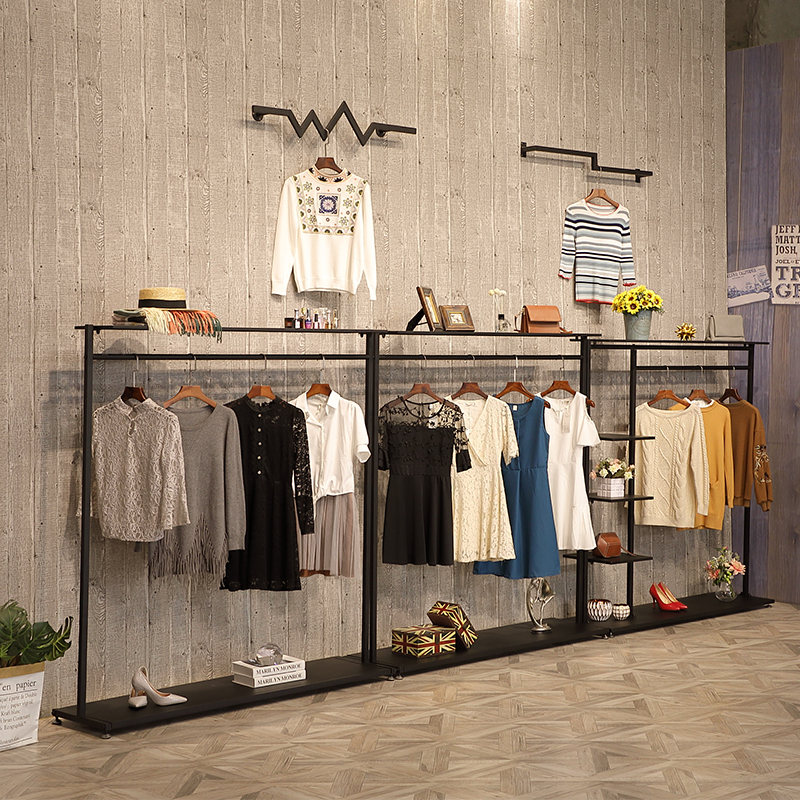 服装店展示架落地式复古店铺挂衣架组合货架男装童装女装衣服架子