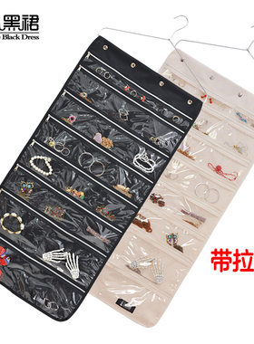 牛津布首饰收纳挂袋透明挂墙式耳环发饰配饰展Q示架防尘饰品收纳