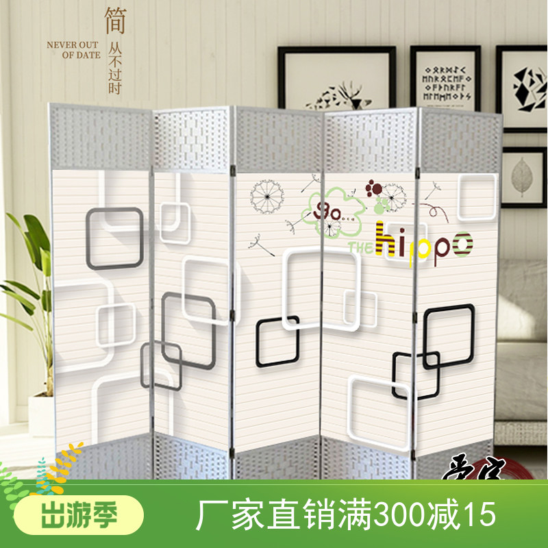 现代欧式木制屏风环保 卧室客厅玄关用松木油画布材质