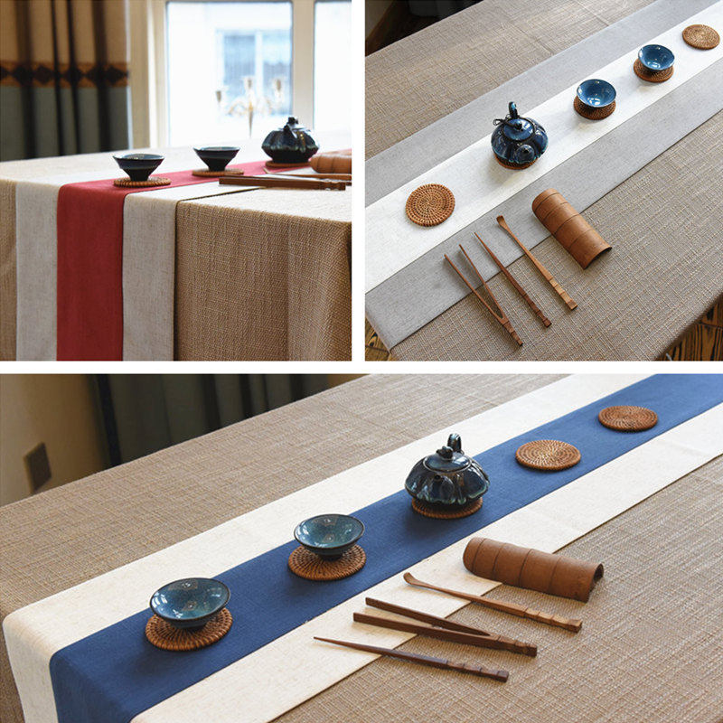 桌旗 茶几布茶席禅意新中式布艺棉麻桌布复古中国风现代简约日式,居家布艺,桌旗,淘宝优惠券,粉丝福利购,淘宝优惠卷