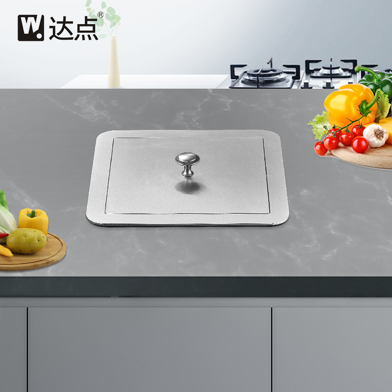 厨房台面嵌入式垃圾桶盖不锈钢橱柜水槽隐藏式方形盖子清洁桶家用