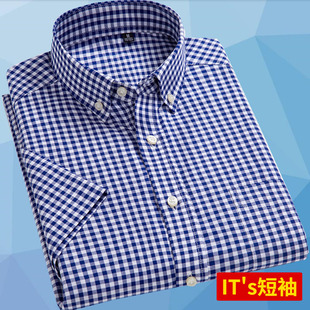 薄款 2021夏季 寸衫 短袖 半袖 衬衫 加大码 男士 纯棉格子衬衣中老年男装