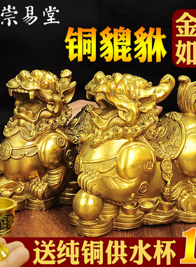 纯铜如意貔貅摆件一对貔恘客厅镇守店H铺招财开业礼品家宅皮丘摆