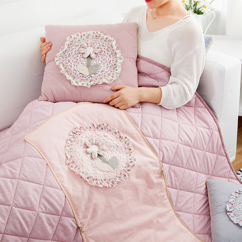 午休空调被两用全棉办公室靠枕折叠午睡毯子沙发汽车靠垫抱枕被子