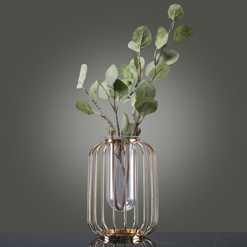 北欧金属创意水培容器皿绿萝插花花瓶简约客厅酒柜餐桌装饰品摆件