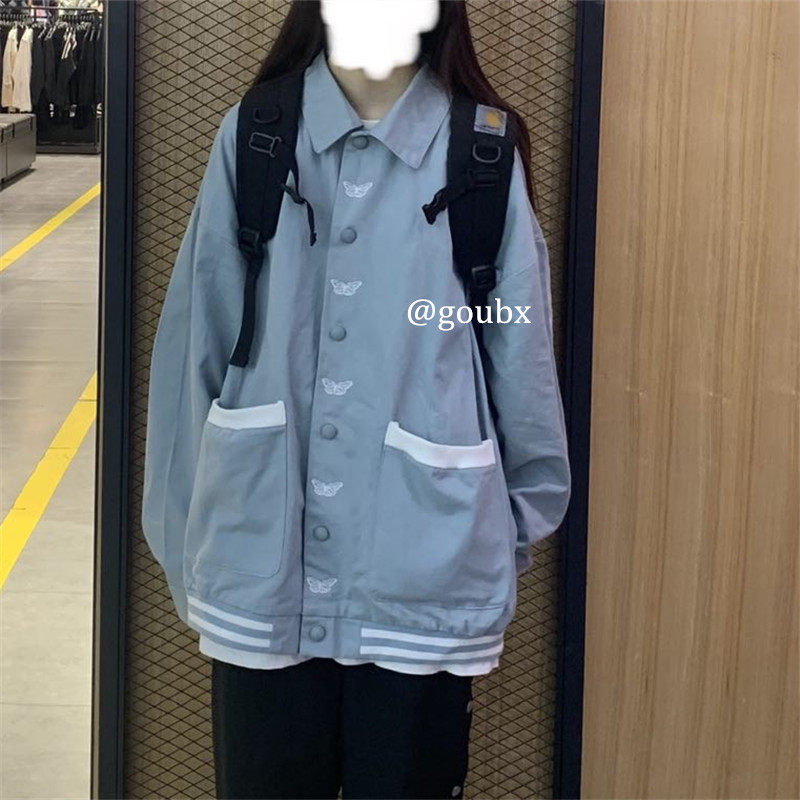 2021年c春秋季新款炸街韩版上衣女百搭长袖棒球服学生宽松休闲外