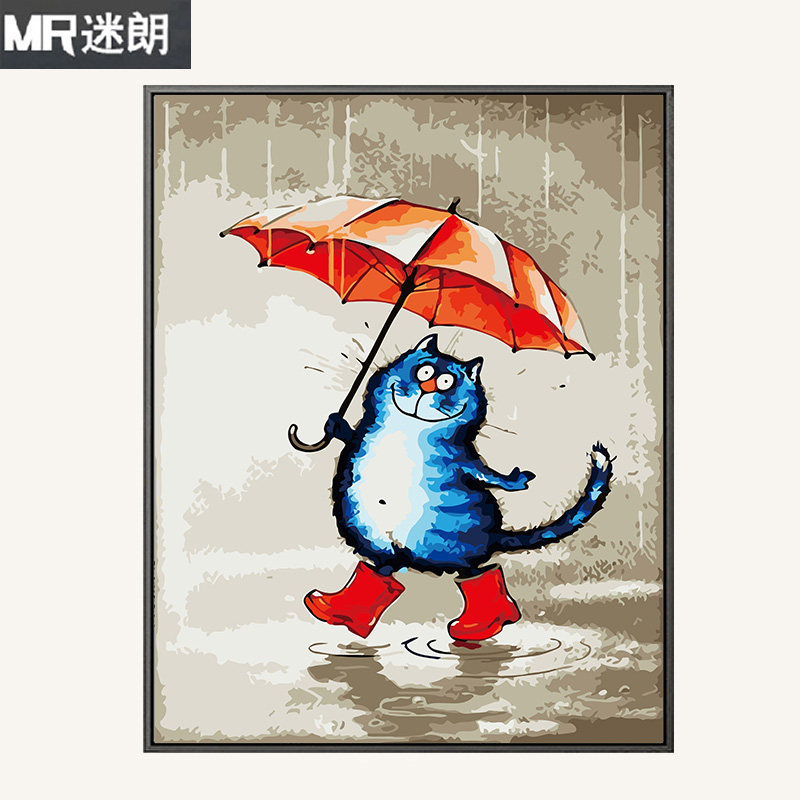迷朗数字油画 卧室儿童动物萌宠手工绘填色油彩装饰画