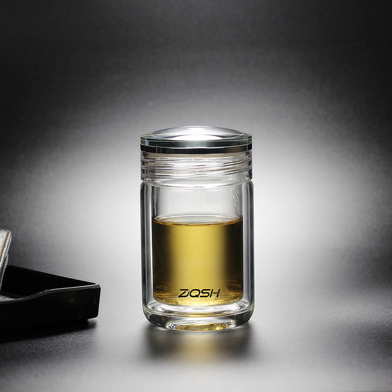 全水晶盖层玻璃杯便携送礼茶杯女士小杯子养生迷你泡茶